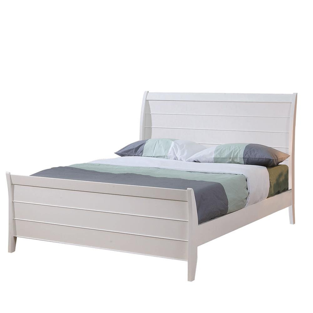 Selena Full Sleigh Platform Bed Cream White - Romeo & Juliet Furniture (Warren,MI)