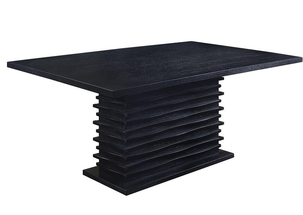 Stanton Rectangle Pedestal Dining Table Black - Romeo & Juliet Furniture (Warren,MI)