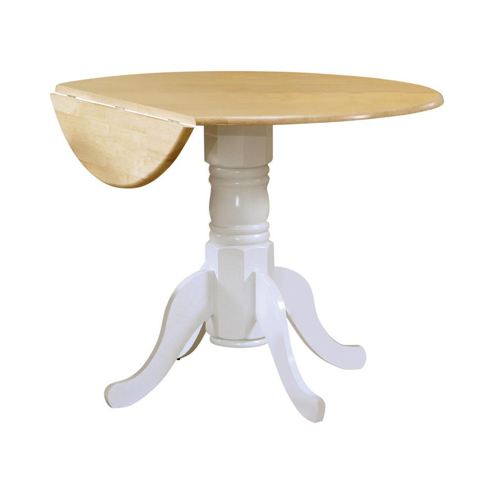 Allison Drop Leaf Round Dining Table Natural Brown and White - Romeo & Juliet Furniture (Warren,MI)