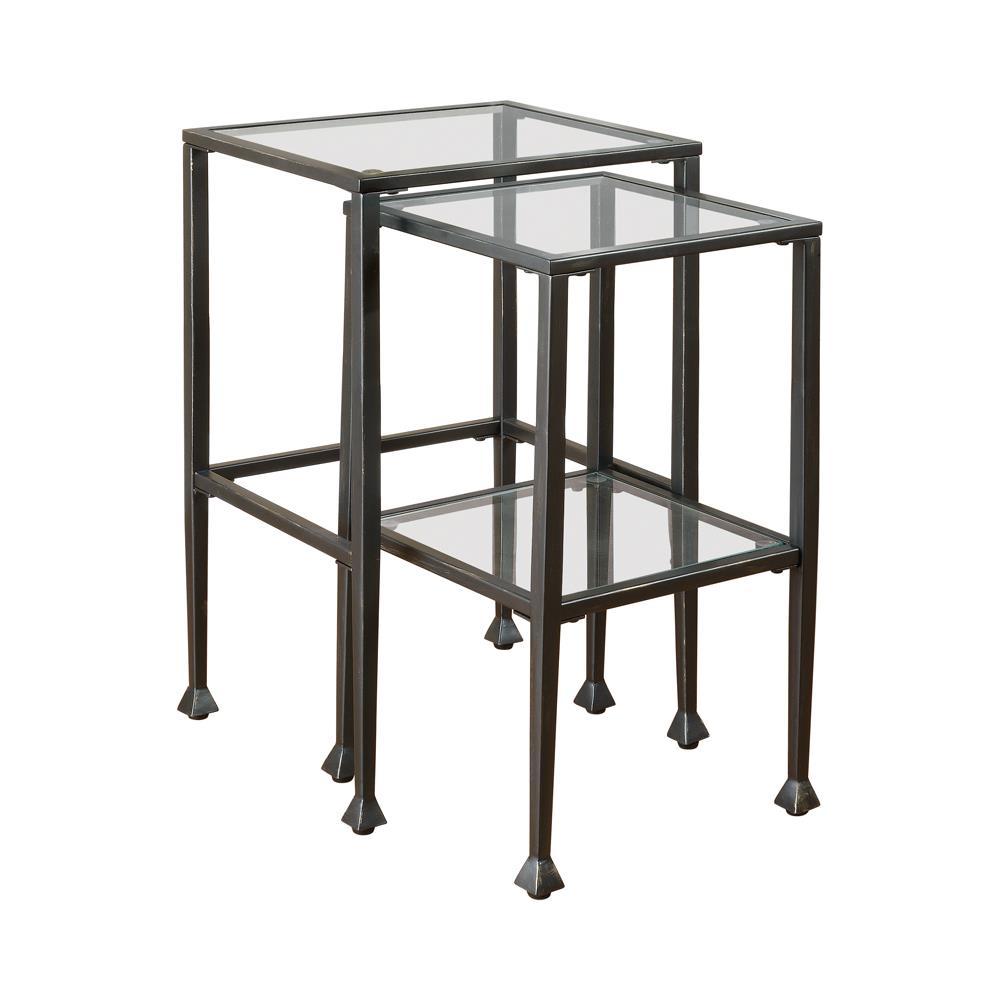 Leilani 2-piece Glass Top Nesting Tables Black