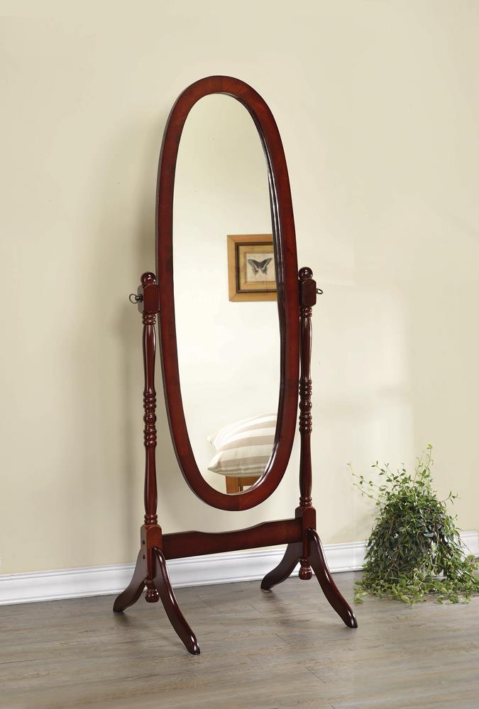 Foyet Oval Cheval Mirror Merlot - Romeo & Juliet Furniture (Warren,MI)