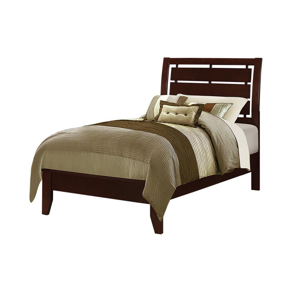 Serenity Twin Panel Bed with Cut-out Headboard Rich Merlot