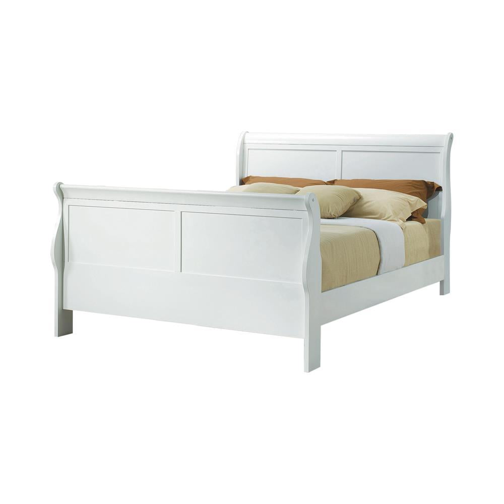 Louis Philippe Queen Sleigh Panel Bed White - Romeo & Juliet Furniture (Warren,MI)