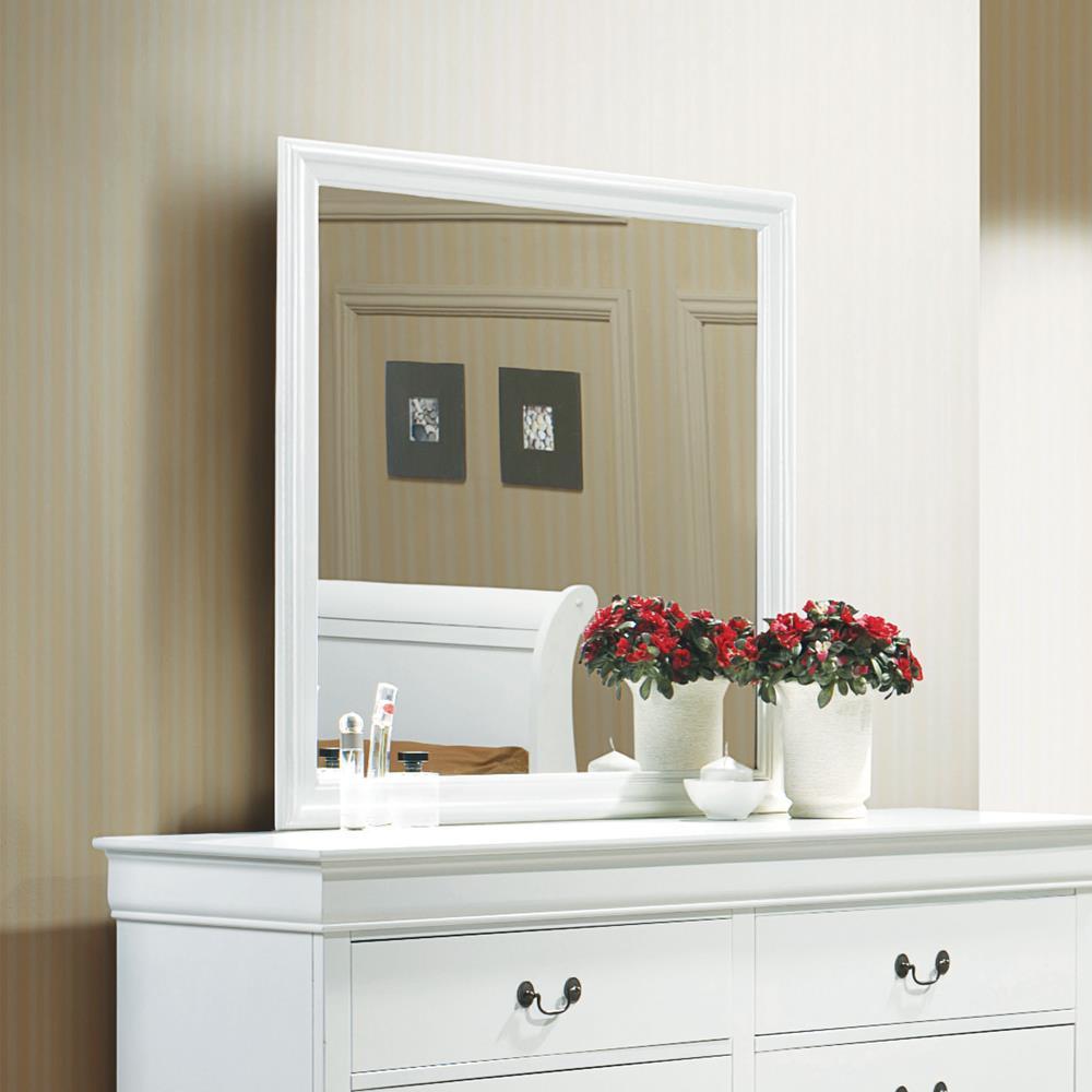 Louis Philippe Beveled Edge Square Dresser Mirror White - Romeo & Juliet Furniture (Warren,MI)