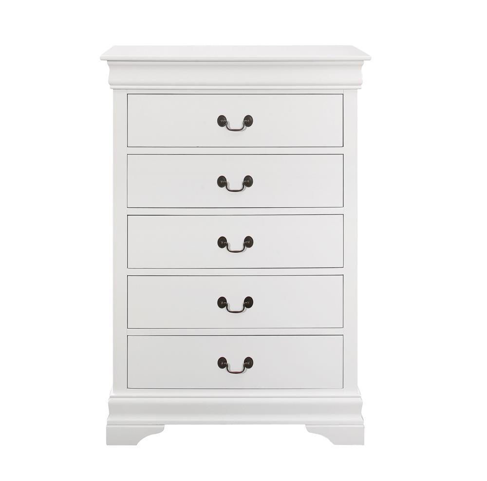 Louis Philippe 5-drawer Chest White - Romeo & Juliet Furniture (Warren,MI)