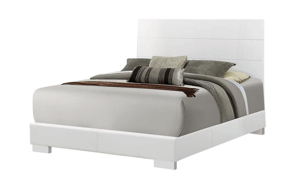 Felicity Eastern King Panel Bed Glossy White - Romeo & Juliet Furniture (Warren,MI)