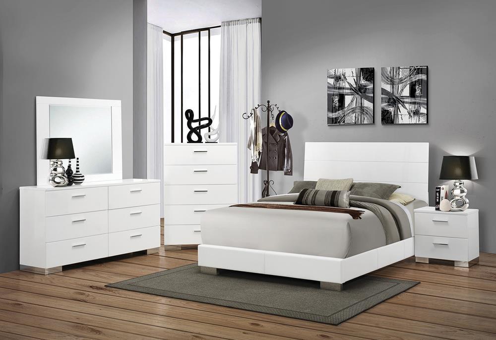 Felicity Rectangle Dresser Mirror Glossy White - Romeo & Juliet Furniture (Warren,MI)