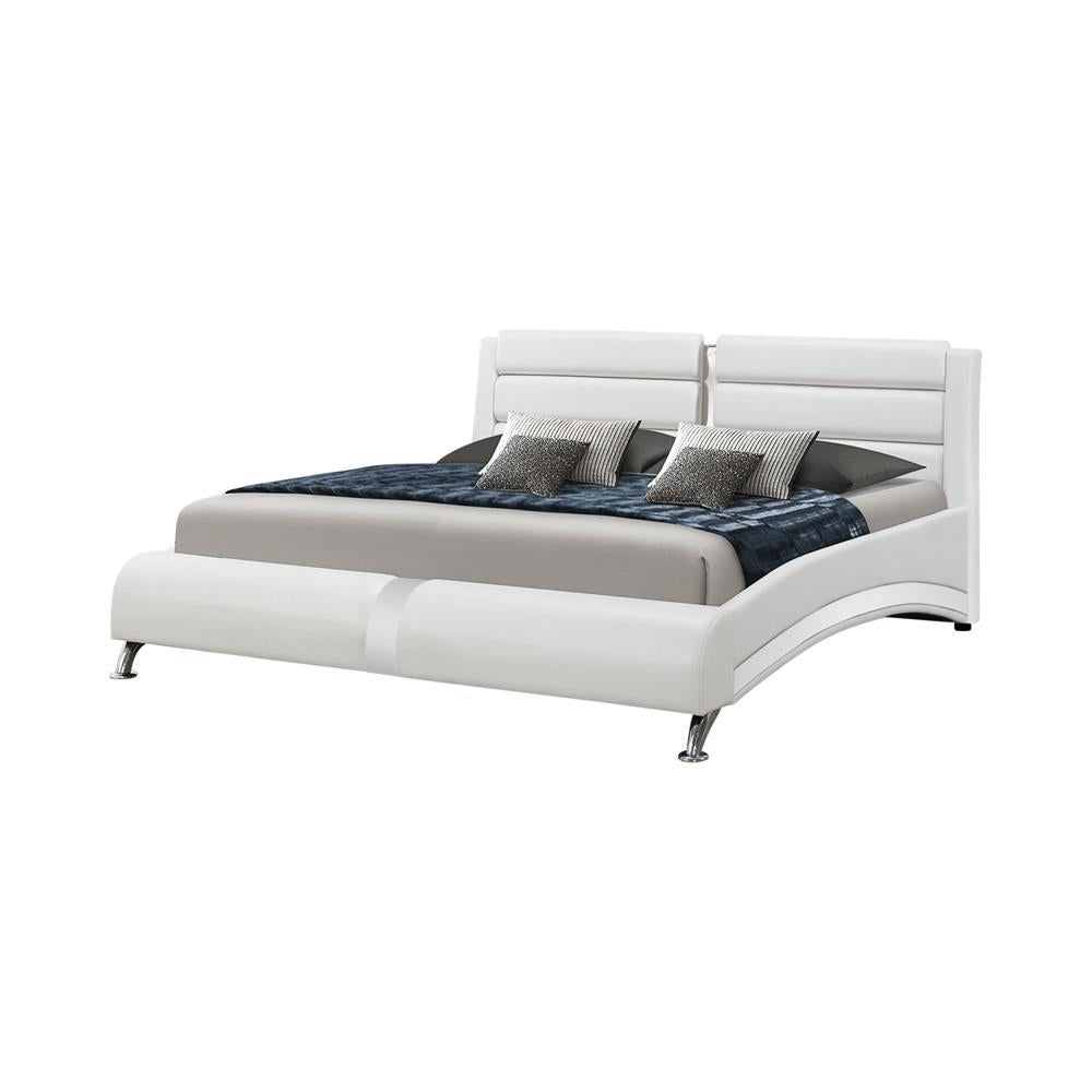 Jeremaine California King Upholstered Bed White - Romeo & Juliet Furniture (Warren,MI)