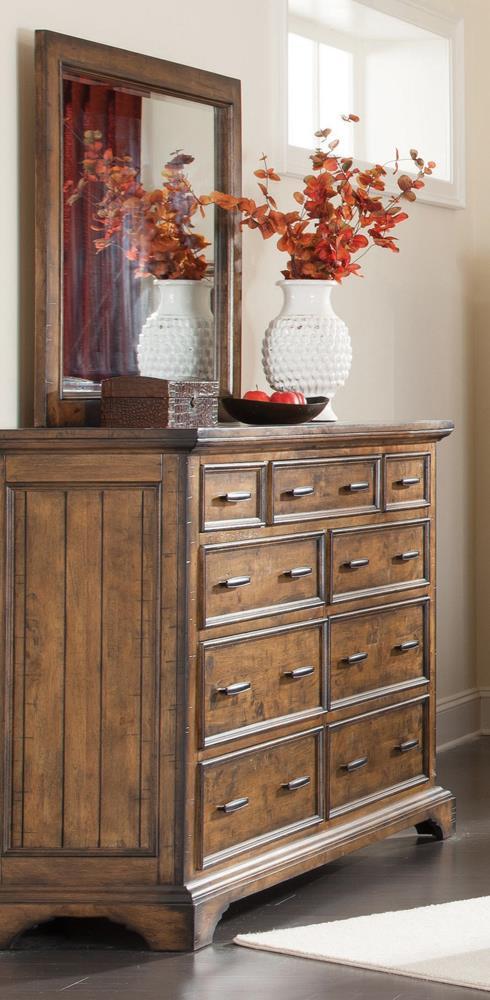 Elk Grove Rectangular Dresser Mirror Vintage Bourbon - Romeo & Juliet Furniture (Warren,MI)