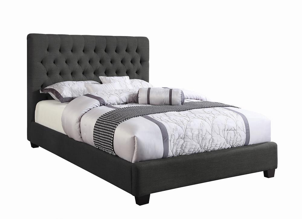 Chloe Tufted Upholstered Eastern King Bed Charcoal - Romeo & Juliet Furniture (Warren,MI)
