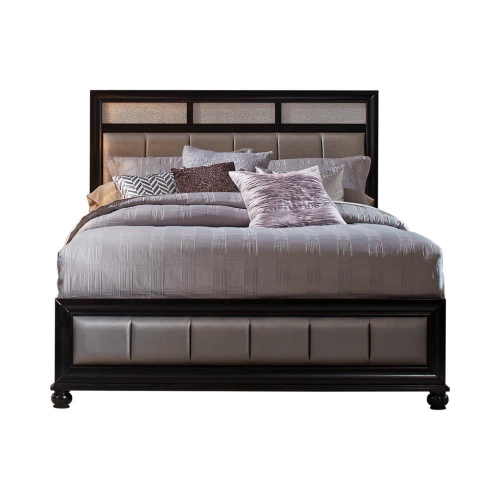 Barzini Eastern King Upholstered Bed Black and Grey - Romeo & Juliet Furniture (Warren,MI)