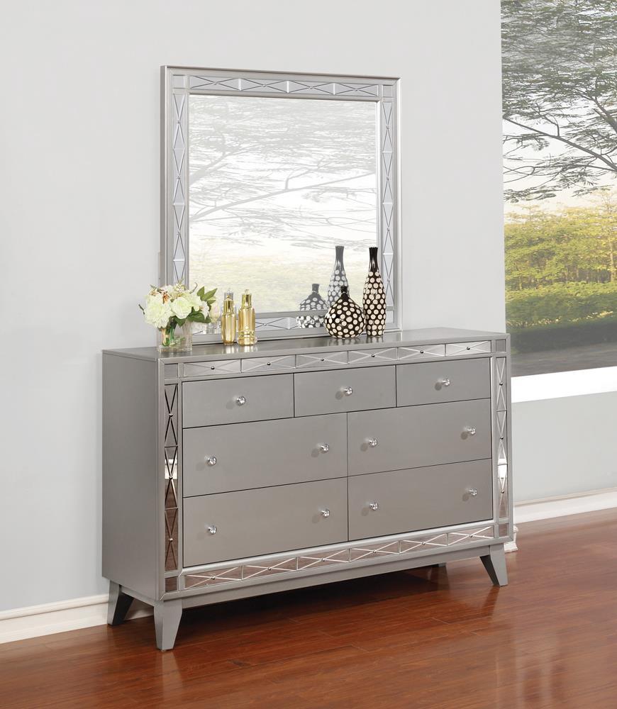 Leighton Beveled Dresser Mirror Metallic Mercury - Romeo & Juliet Furniture (Warren,MI)