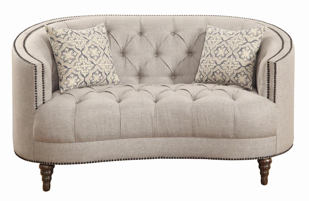Avonlea Sloped Arm Upholstered Loveseat Trim Grey - Romeo & Juliet Furniture (Warren,MI)