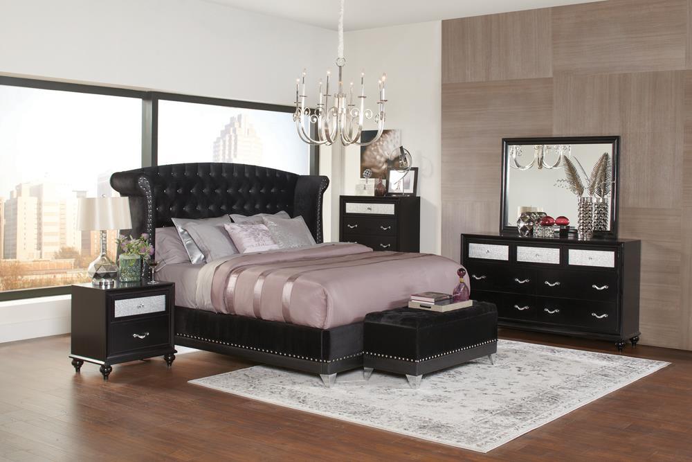 Barzini California King Tufted Upholstered Bed Black - Romeo & Juliet Furniture (Warren,MI)