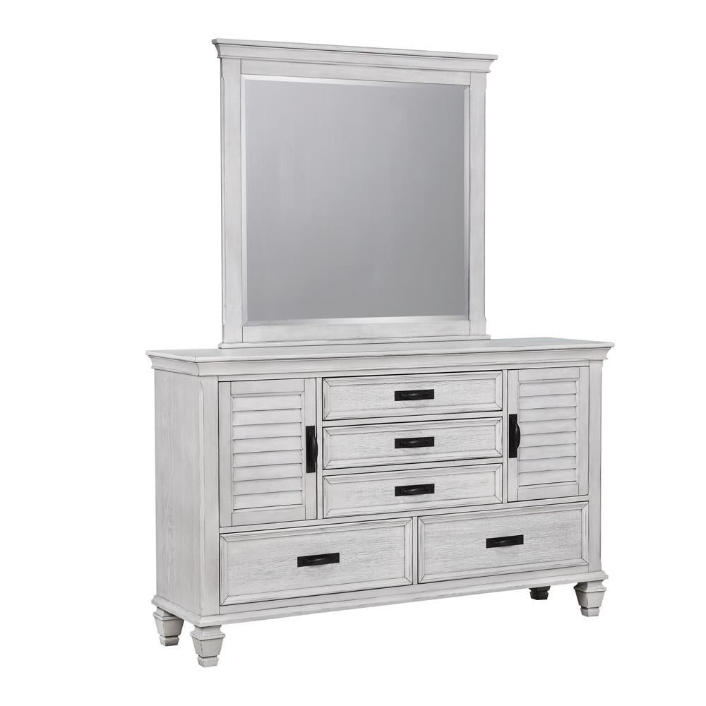 Franco 5-drawer Dresser Antique White - Romeo & Juliet Furniture (Warren,MI)