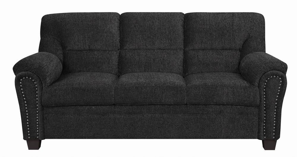 Clementine Upholstered Sofa with Nailhead Trim Grey - Romeo & Juliet Furniture (Warren,MI)