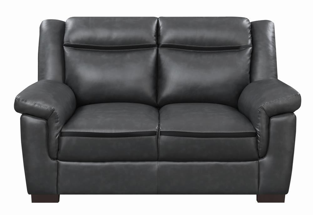 Arabella Pillow Top Upholstered Loveseat Grey - Romeo & Juliet Furniture (Warren,MI)