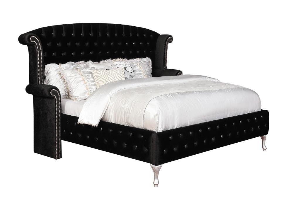 Deanna California King Tufted Upholstered Bed Black - Romeo & Juliet Furniture (Warren,MI)