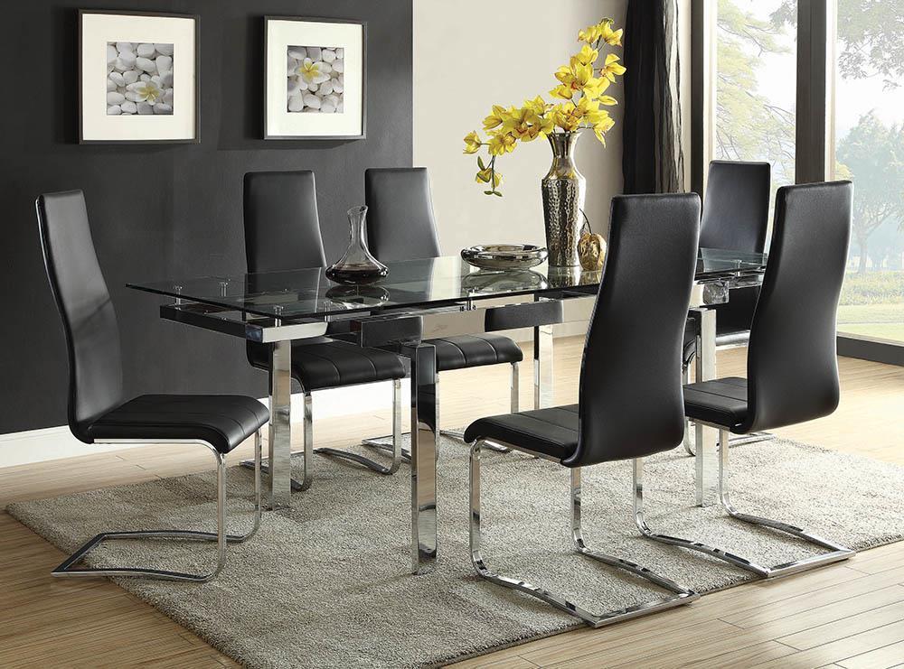 Montclair High Back Dining Chairs Black and Chrome (Set of 4) - Romeo & Juliet Furniture (Warren,MI)