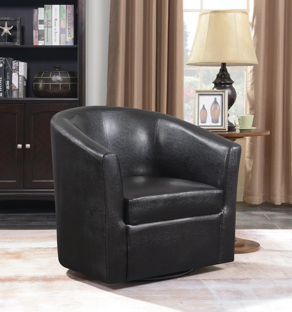 Turner Upholstery Sloped Arm Accent Swivel Chair Dark Brown - Romeo & Juliet Furniture (Warren,MI)