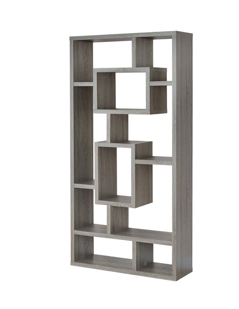 Howie 10-shelf Bookcase Weathered Grey - Romeo & Juliet Furniture (Warren,MI)