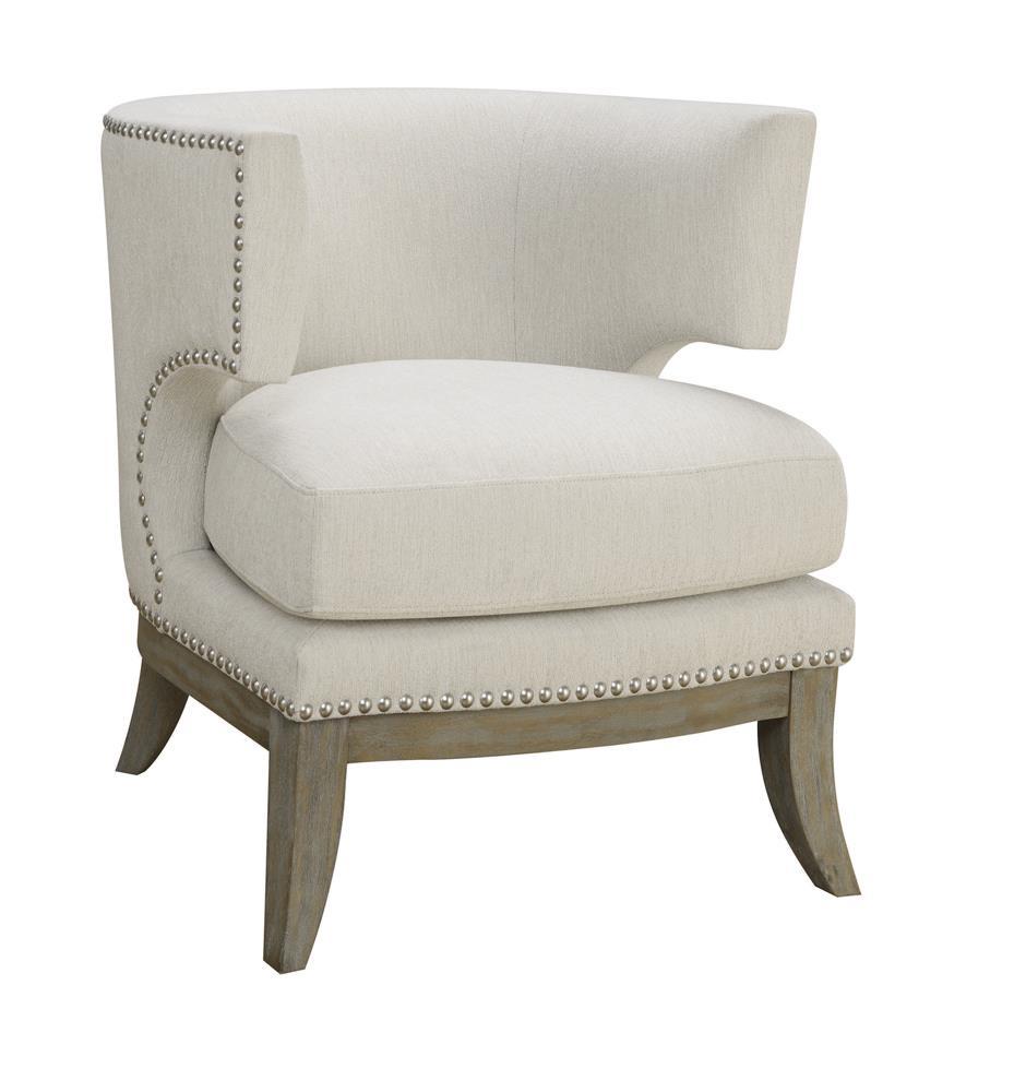Jordan Dominic Barrel Back Accent Chair White and Weathered Grey - Romeo & Juliet Furniture (Warren,MI)