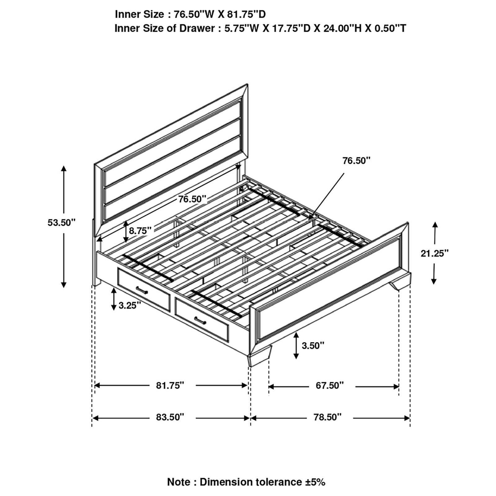 Kauffman Eastern King Panel Bed Dark Cocoa - Romeo & Juliet Furniture (Warren,MI)