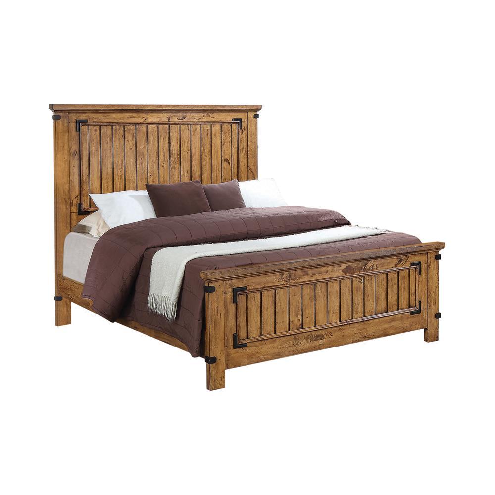 Brenner Queen Panel Bed Rustic Honey - Romeo & Juliet Furniture (Warren,MI)