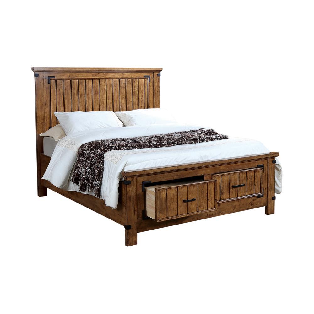 Brenner Eastern King Panel Bed Rustic Honey - Romeo & Juliet Furniture (Warren,MI)