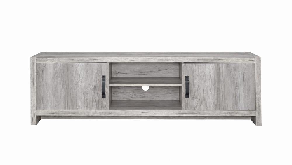 Burke 2-drawer TV Console Grey Driftwood - Romeo & Juliet Furniture (Warren,MI)