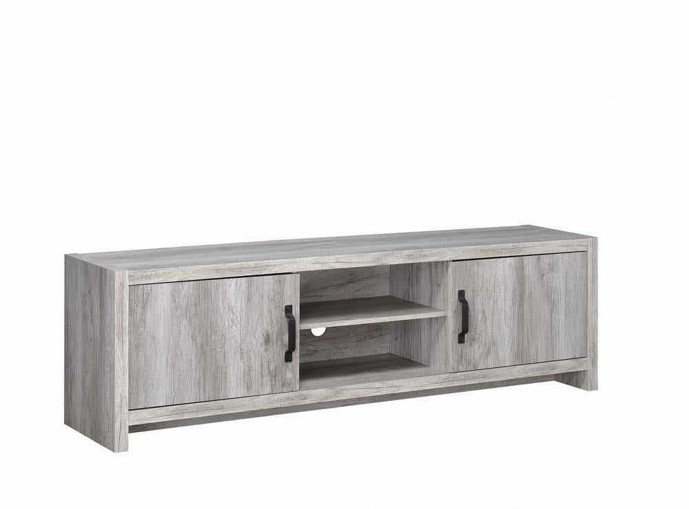 Burke 2-drawer TV Console Grey Driftwood - Romeo & Juliet Furniture (Warren,MI)