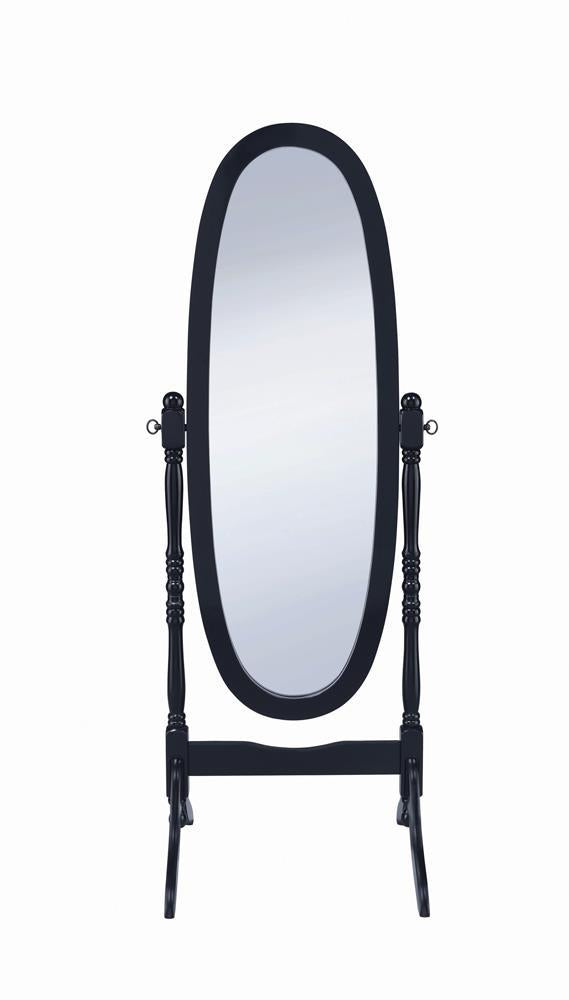 Foyet Oval Cheval Mirror Black - Romeo & Juliet Furniture (Warren,MI)