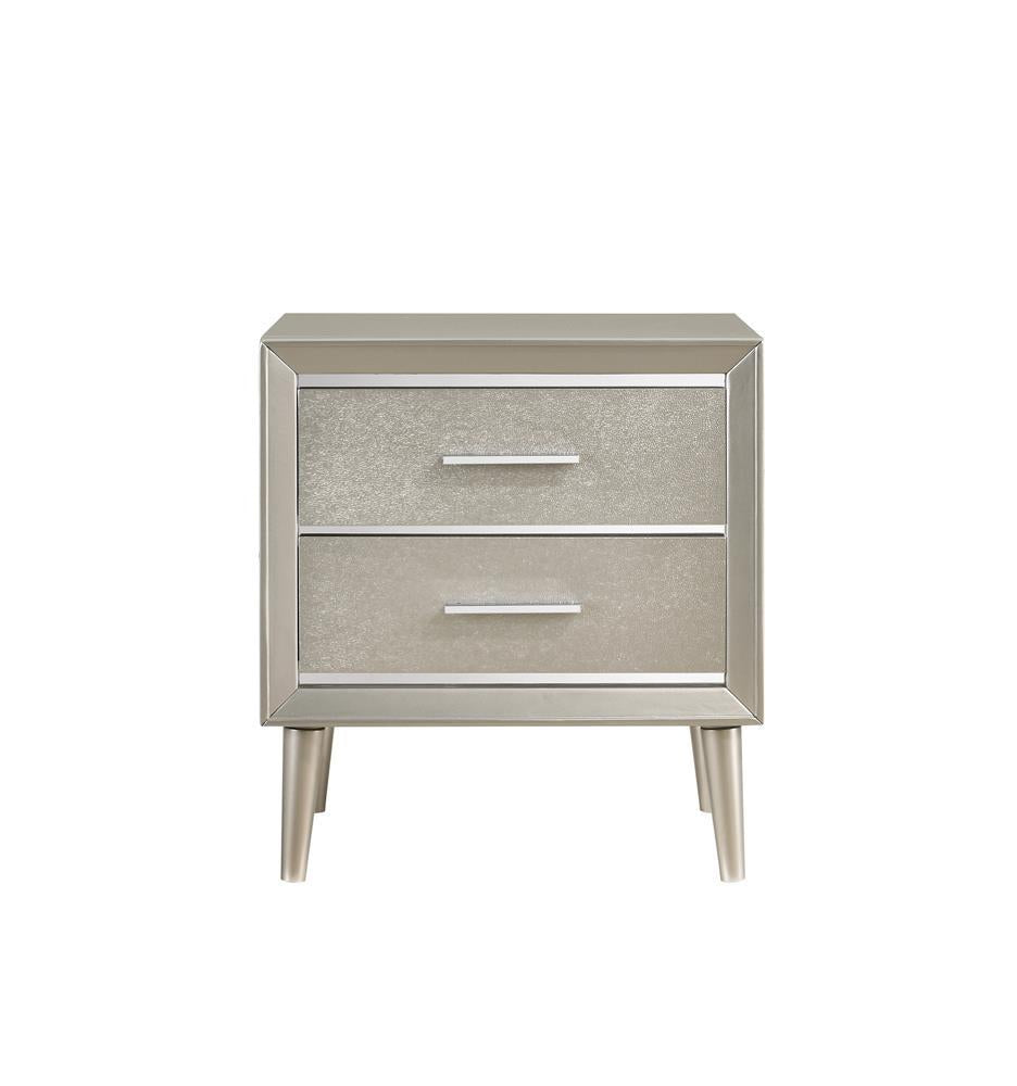 Ramon 2-drawer Nightstand Metallic Sterling - Romeo & Juliet Furniture (Warren,MI)