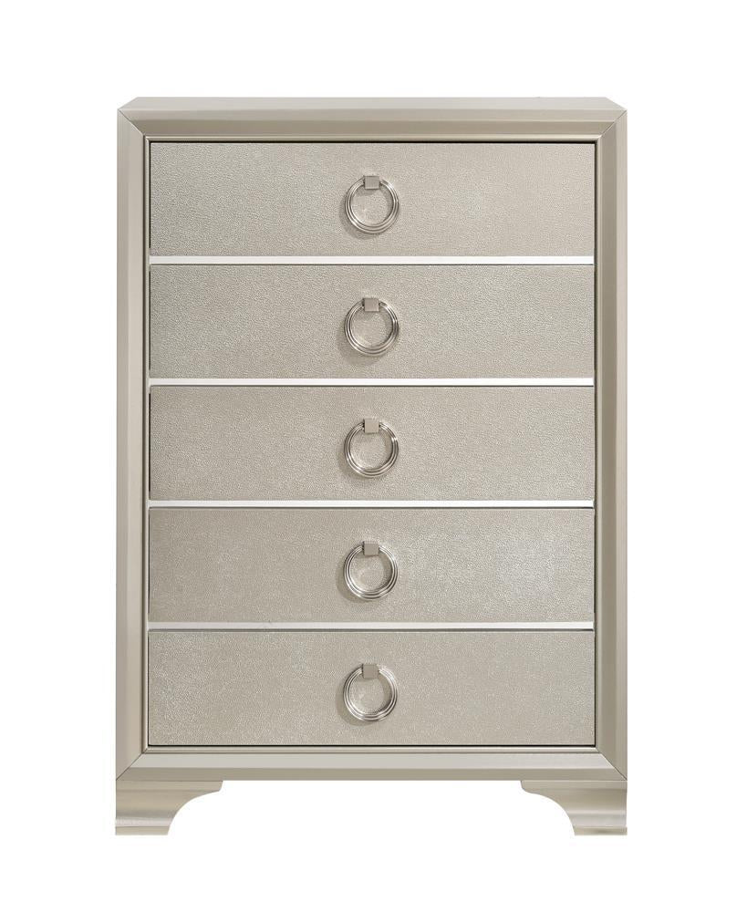 Salford 5-drawer Chest Metallic Sterling - Romeo & Juliet Furniture (Warren,MI)