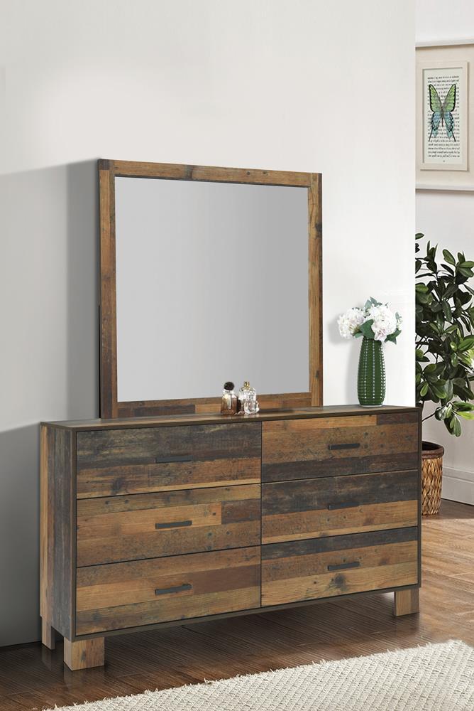 Sidney Square Dresser Mirror Rustic Pine - Romeo & Juliet Furniture (Warren,MI)