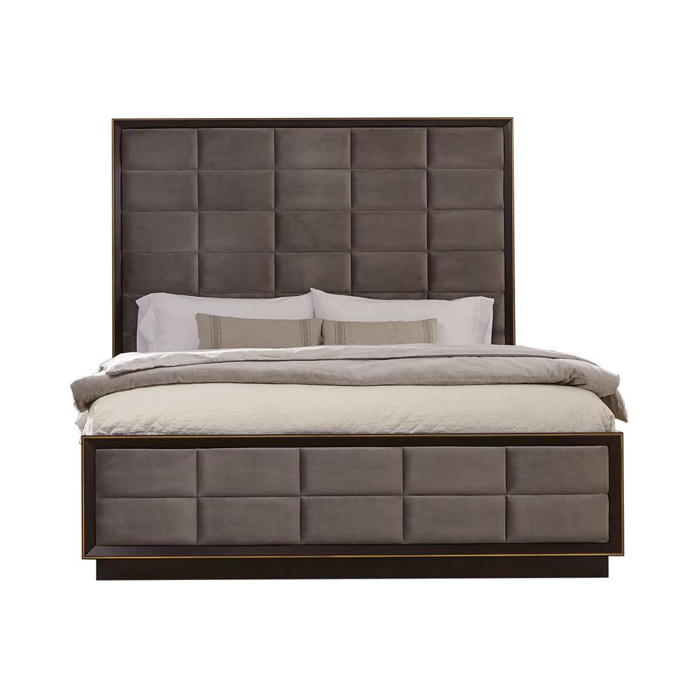 Durango Eastern King Upholstered Bed Smoked Peppercorn and Grey - Romeo & Juliet Furniture (Warren,MI)