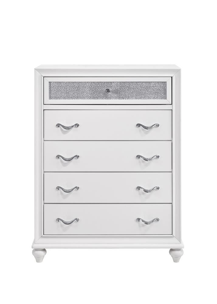 Barzini 5-drawer Chest White - Romeo & Juliet Furniture (Warren,MI)