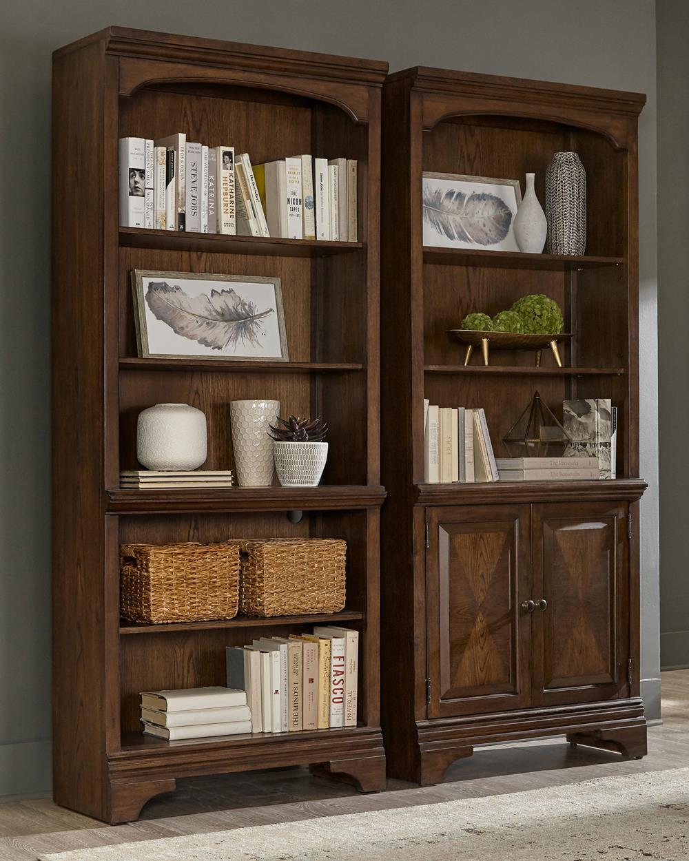 Hartshill Bookcase with Cabinet Burnished Oak - Romeo & Juliet Furniture (Warren,MI)