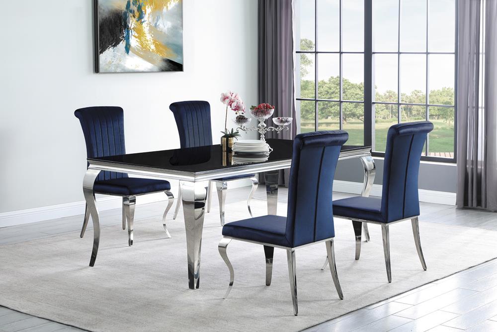 Betty Upholstered Side Chairs Ink Blue and Chrome (Set of 4) - Romeo & Juliet Furniture (Warren,MI)