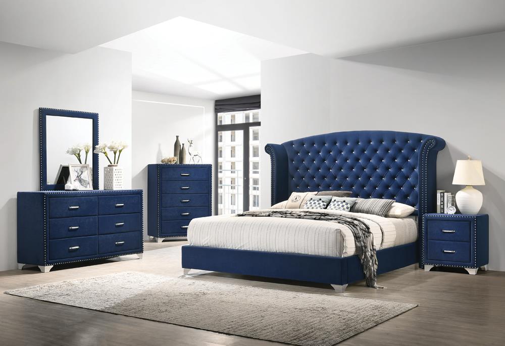 Melody 6-drawer Upholstered Dresser Pacific Blue - Romeo & Juliet Furniture (Warren,MI)