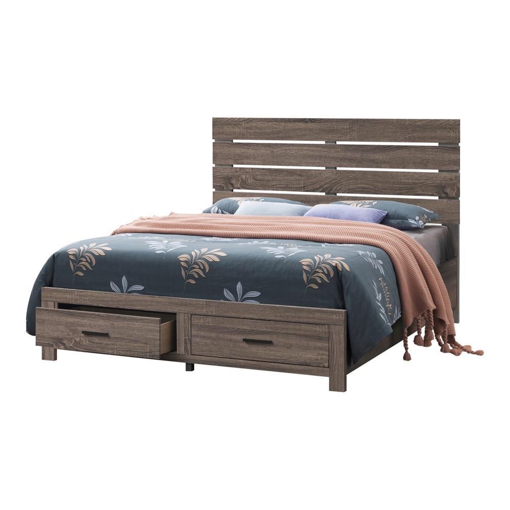 Brantford Eastern King Panel Bed Barrel Oak - Romeo & Juliet Furniture (Warren,MI)