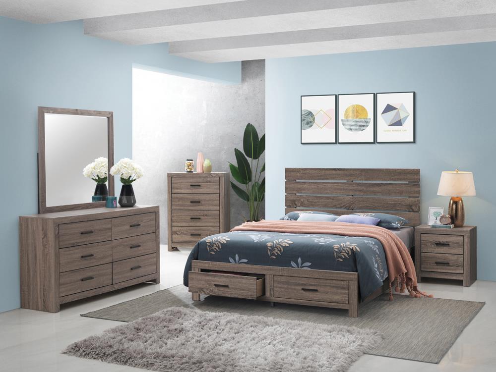 Brantford Eastern King Panel Bed Barrel Oak - Romeo & Juliet Furniture (Warren,MI)