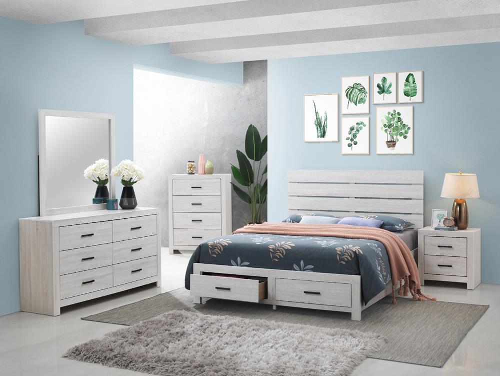 Brantford Eastern King Panel Bed Coastal White - Romeo & Juliet Furniture (Warren,MI)