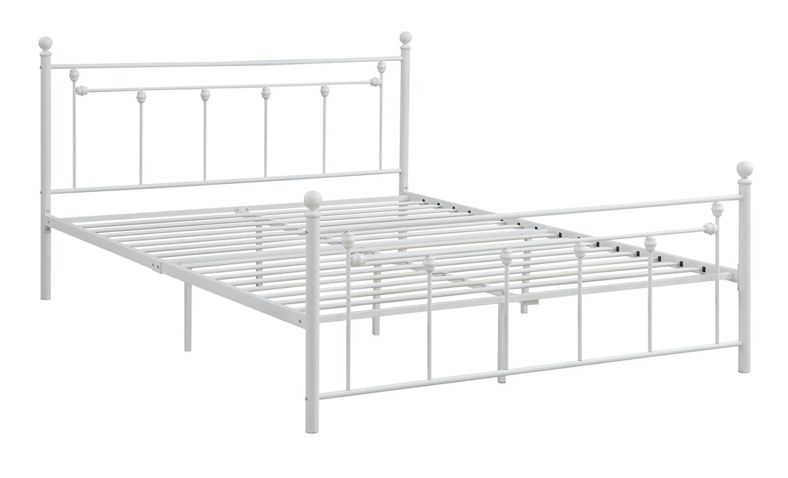 Canon Queen Metal Slatted Headboard Platform Bed - White - Romeo & Juliet Furniture (Warren,MI)