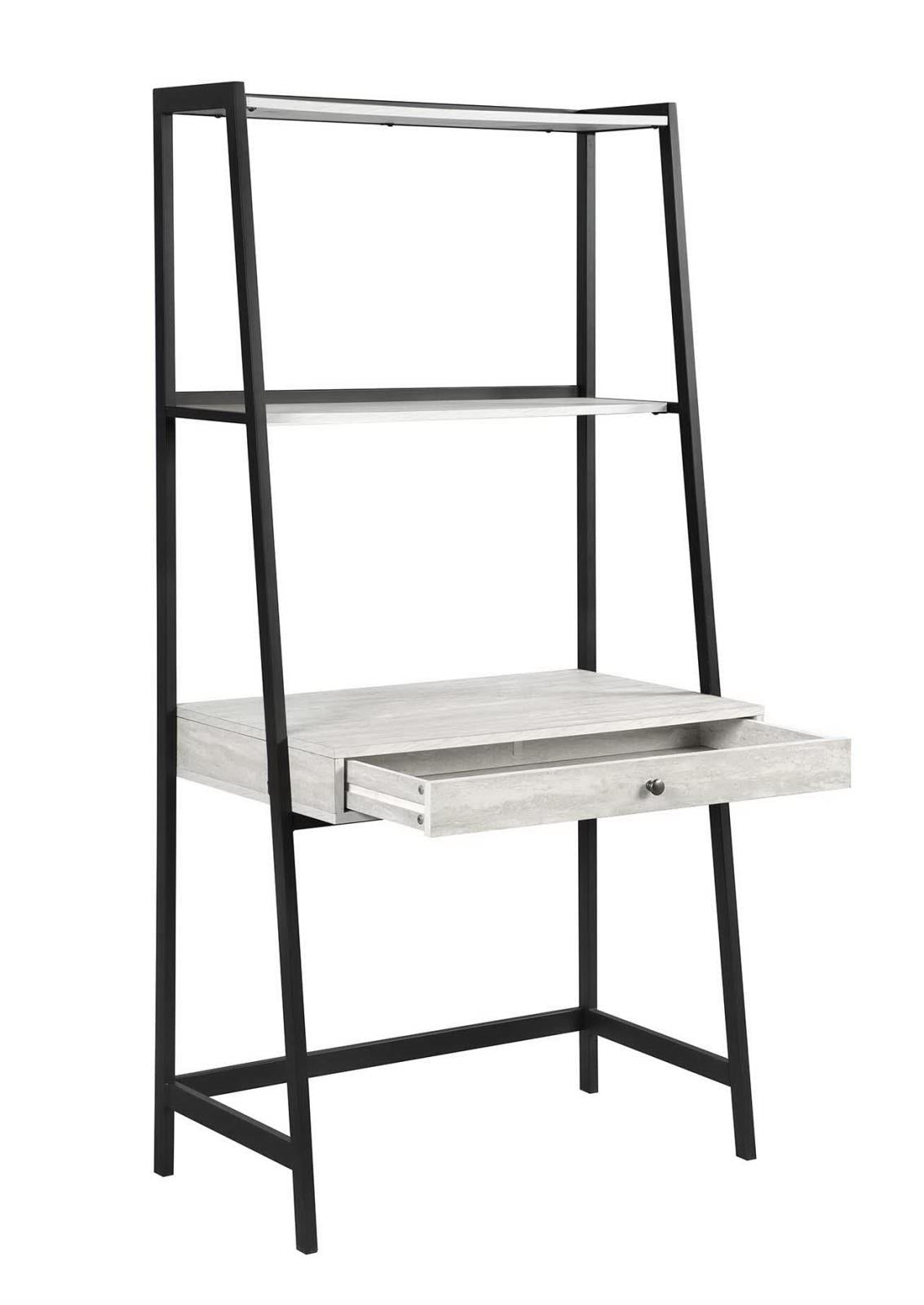 Pinckard 1-drawer Ladder Desk Grey Stone and Black - Romeo & Juliet Furniture (Warren,MI)