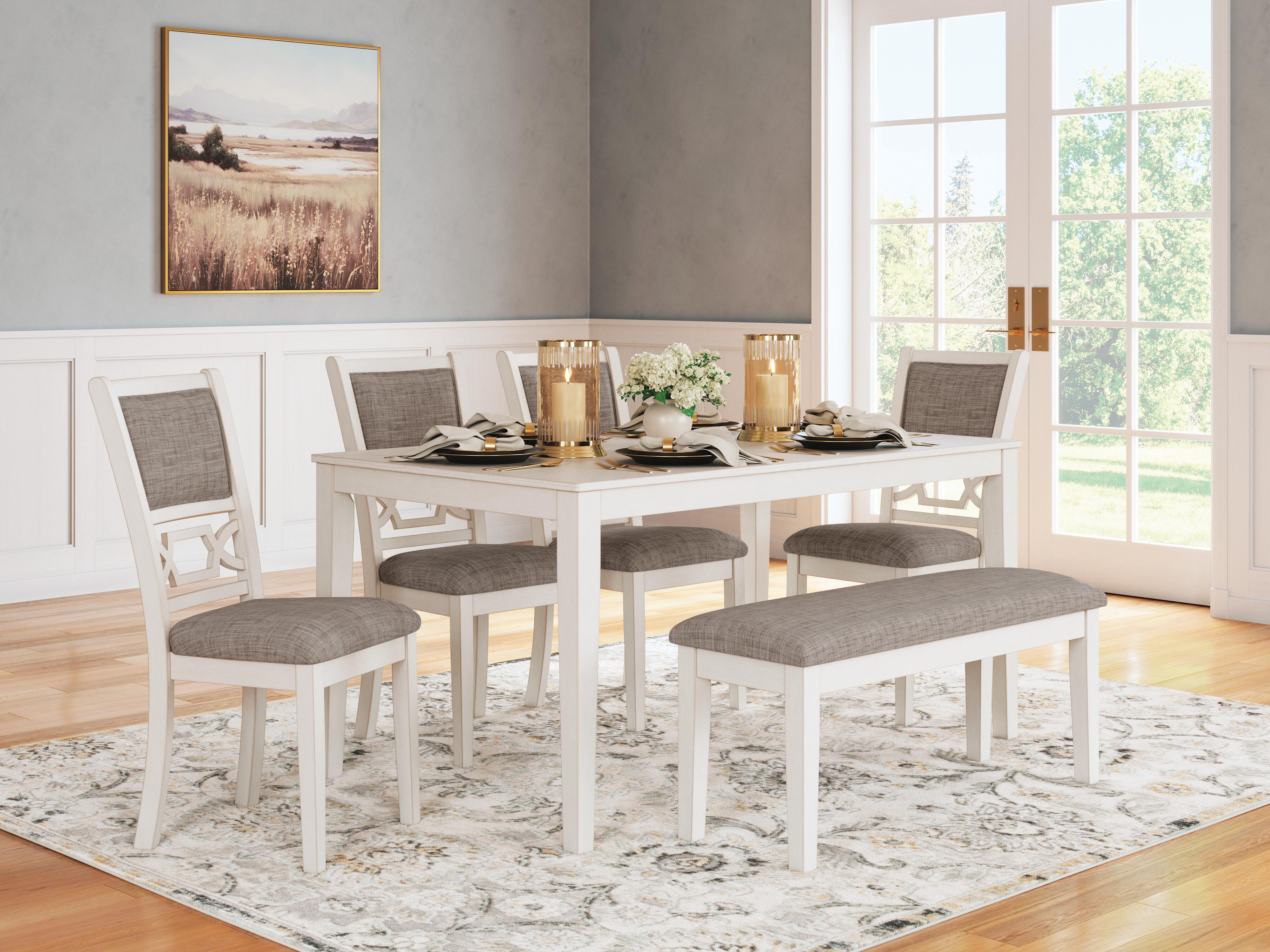 Erinberg Dining Table and 4 Chairs and Bench (Set of 6) - Romeo & Juliet Furniture (Warren,MI)