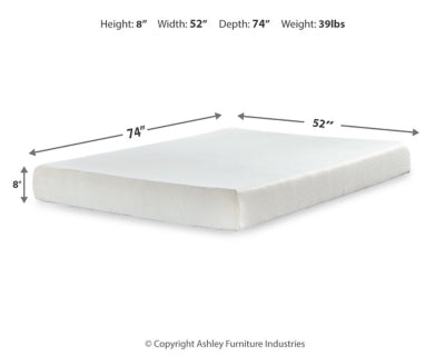 Chime 8 Inch Memory Foam Mattress in a Box - Romeo & Juliet Furniture (Warren,MI)