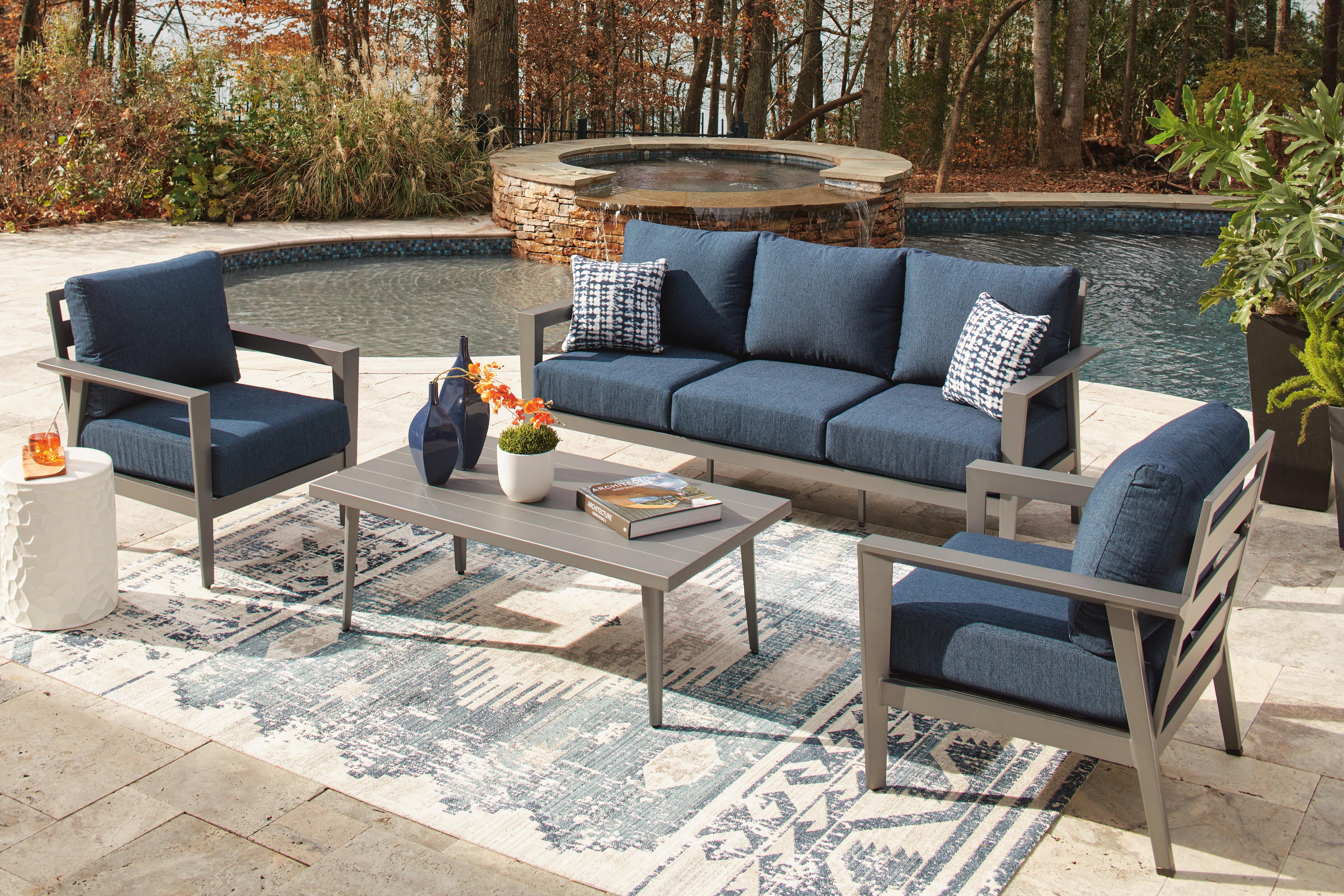 Gali Outdoor Sofa/Chairs/Table Set (Set of 4)