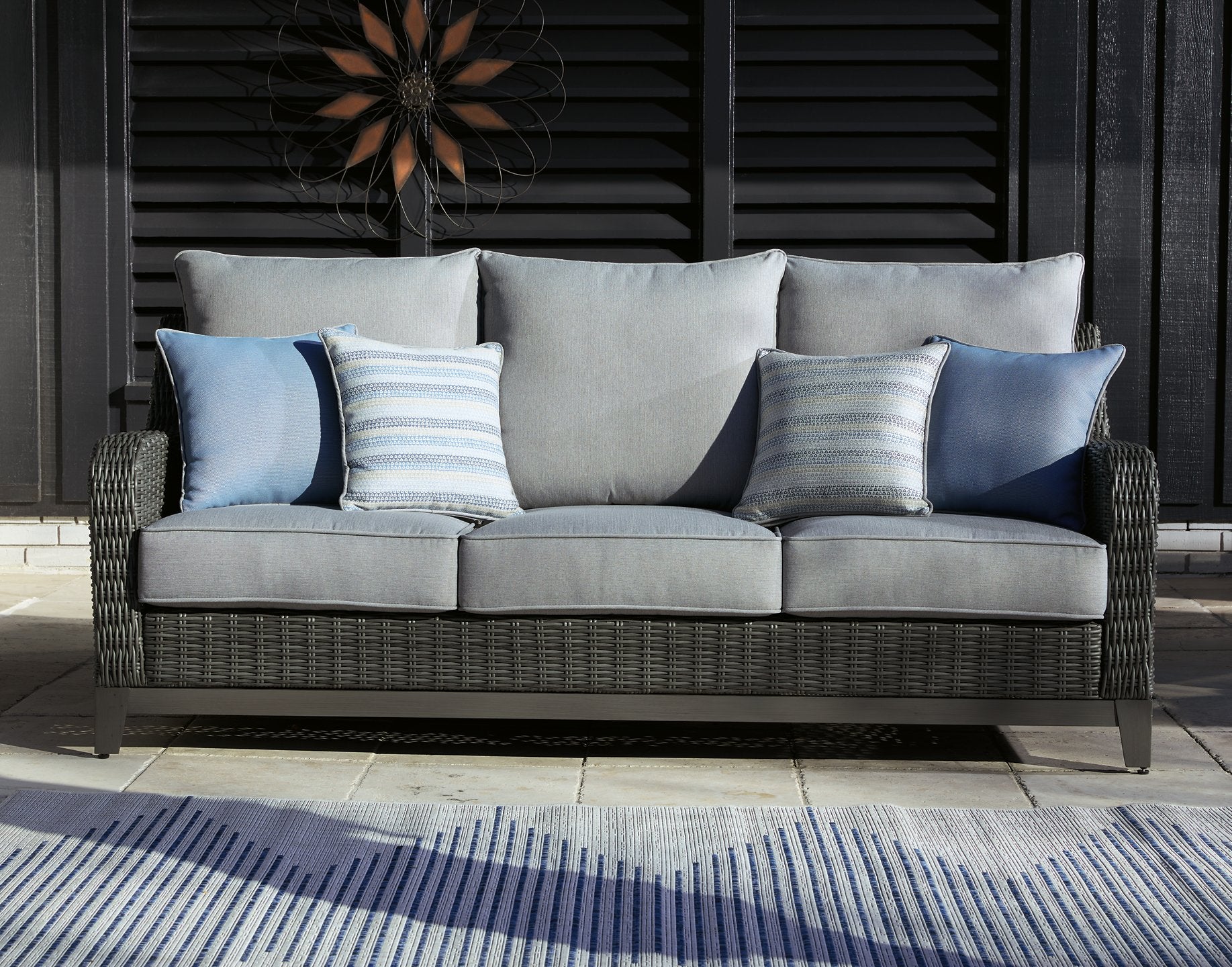 Elite Park Outdoor Sofa with Cushion - Romeo & Juliet Furniture (Warren,MI)