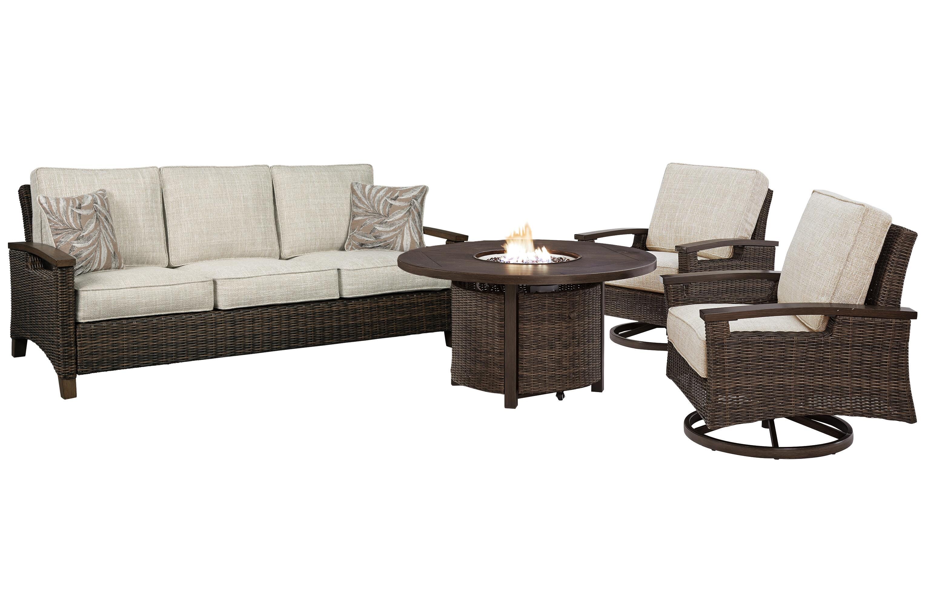 Paradise Trail Outdoor Sofa, Lounge Chairs and Fire Pit Table - Romeo & Juliet Furniture (Warren,MI)